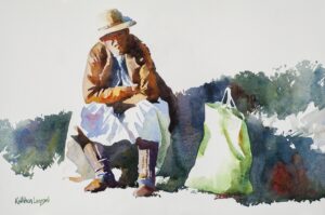 Her Belongings, K. Lanzoni Kathleen Lanzoni, watercolor artist, Boulder Colorado, Her Belongings, copyright