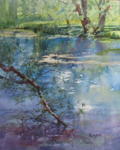 Summer's Serenade 16w x 20h 2026 - Best Landscape Award Kathleen Lanzoni, watercolor artist, Boulder Colorado, Summer's Serenade